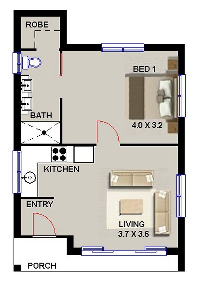 1  bedroom granny flat